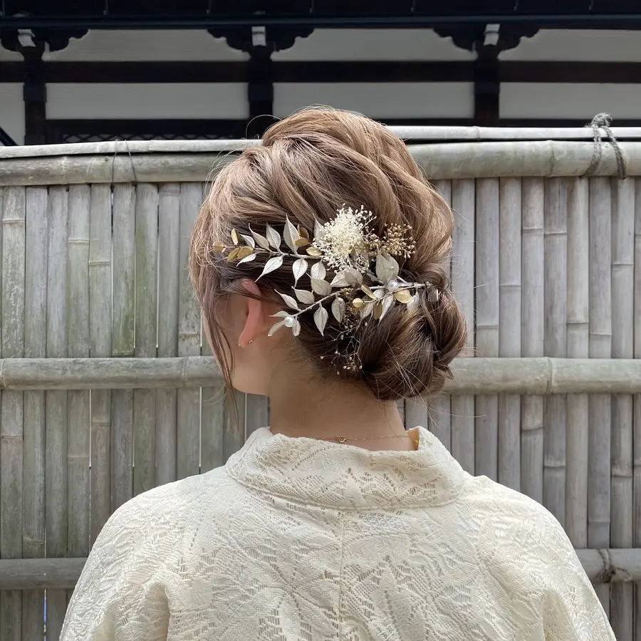 大人っぽい着物コーデにはアップヘアが人気